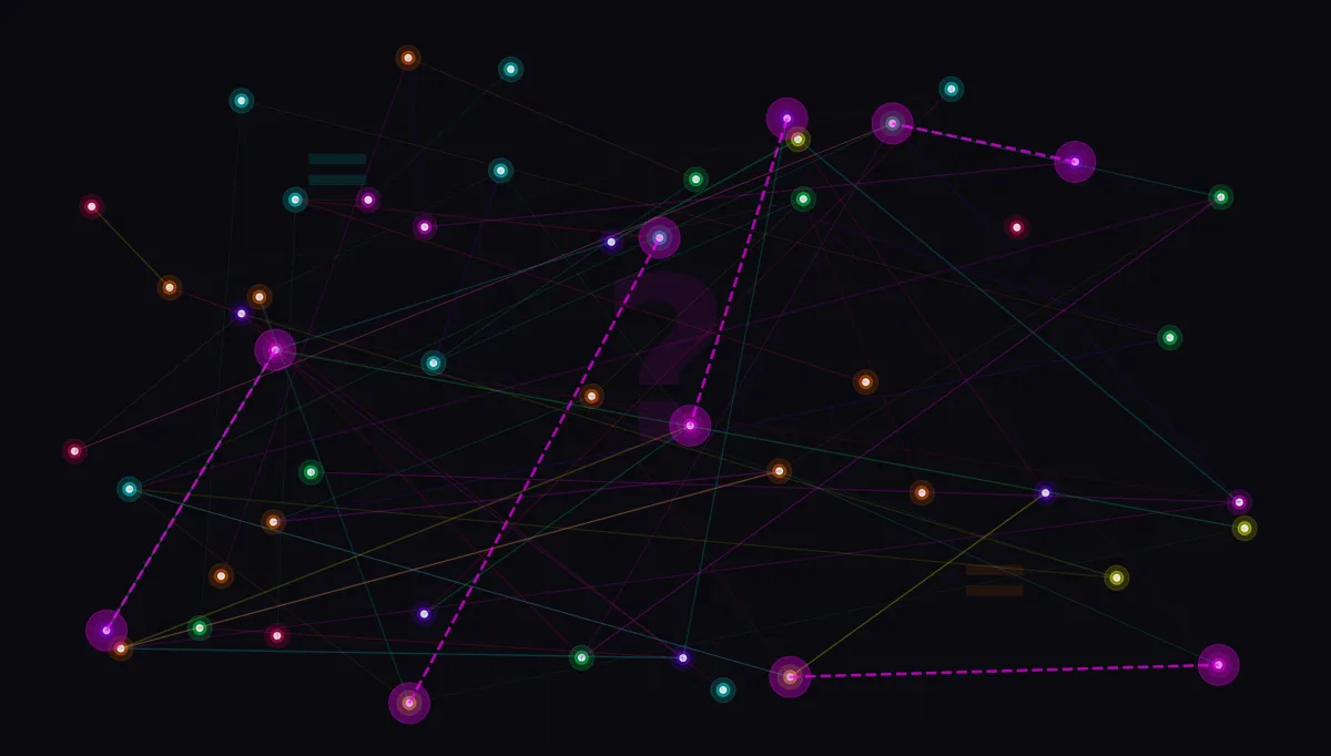 Abstract network of neon connections on dark background