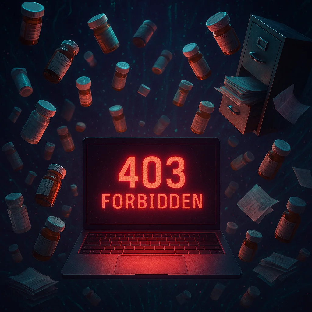 Surreal digital collage of 403 errors and misclassified memories