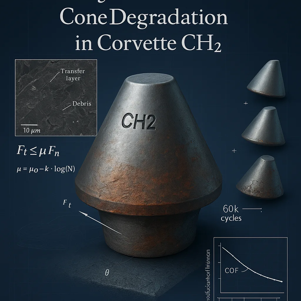 Bronze synchronizer friction cone showing surface degradation under extreme load