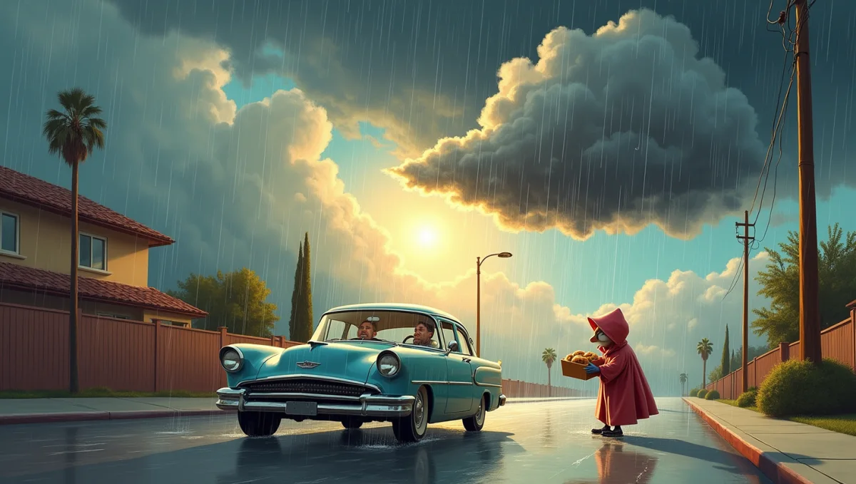 The sky wrecked your car overnight, then showed up with donuts and expected the matter closed.