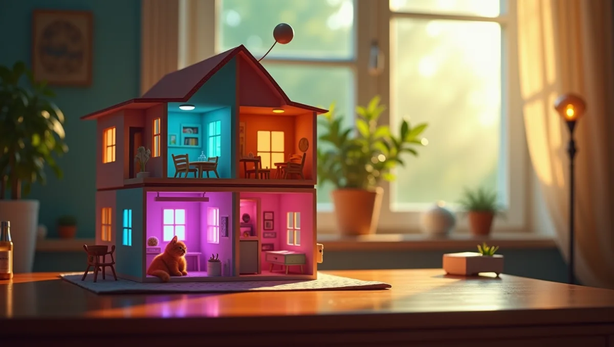 Your whole house, shrunk to a glowing dollhouse so you can finally see every light you forgot to turn off.