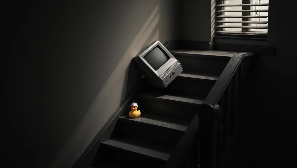 The mini keeps taking the stairs on purpose. Nobody has asked it why, and it will not say.