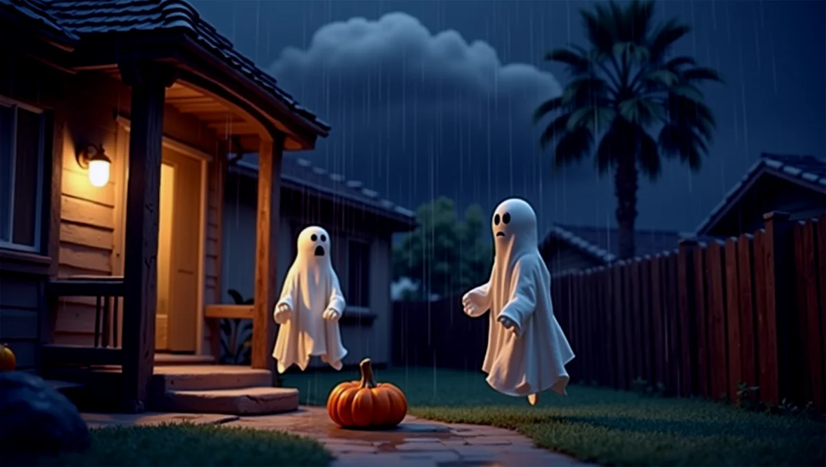 The ghosts looked terrifying until the rain showed up. Now they&rsquo;re just sad towels with ambitions.