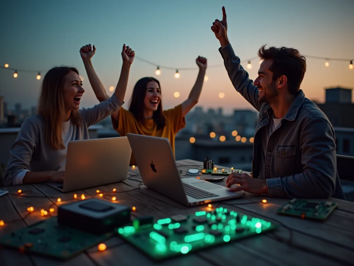 Tech and Friends: Two Duos, One Rooftop Cheer, and a Battery That Rusts On Purpose